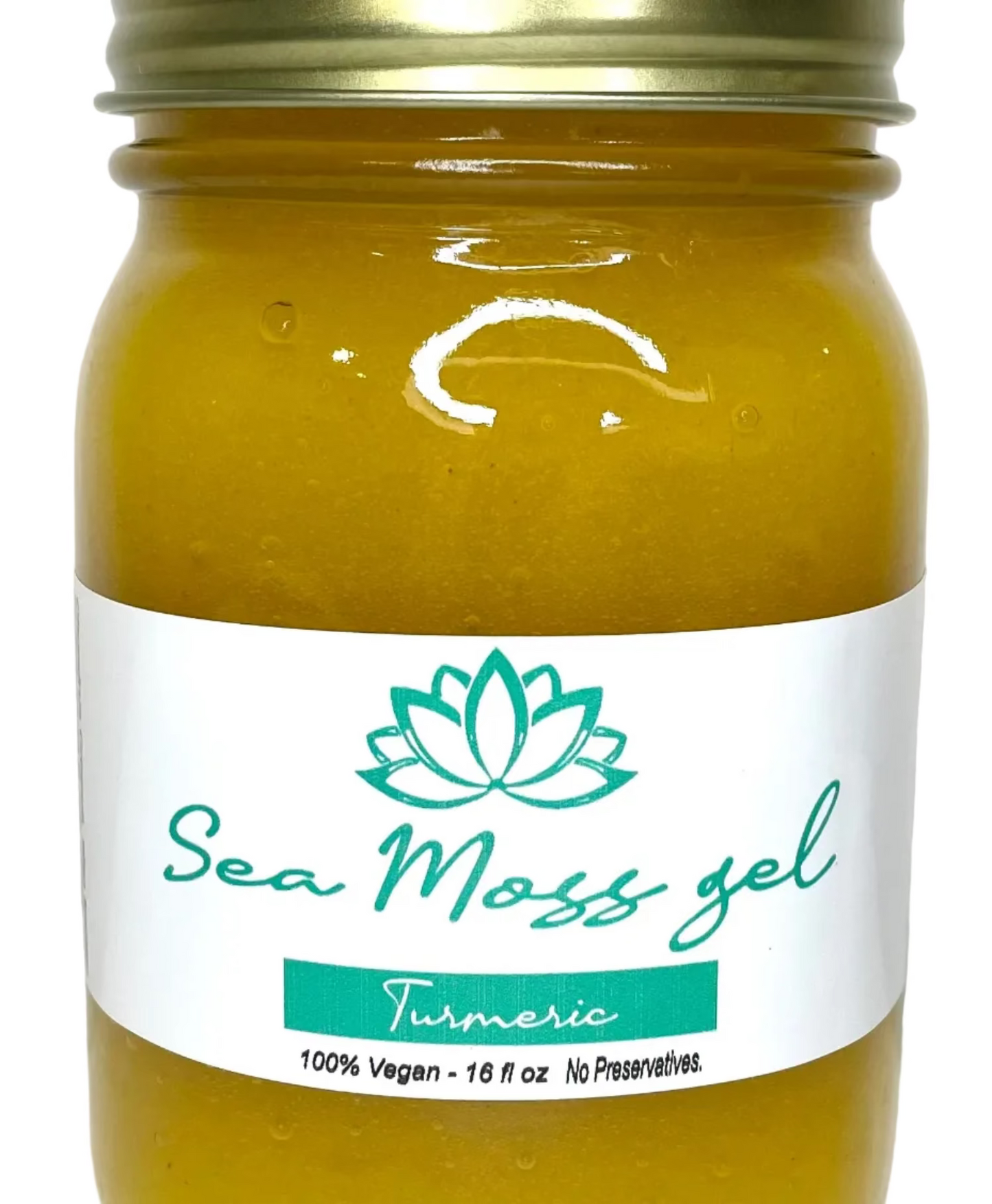16 oz glass jar turmeric flavored seamoss.