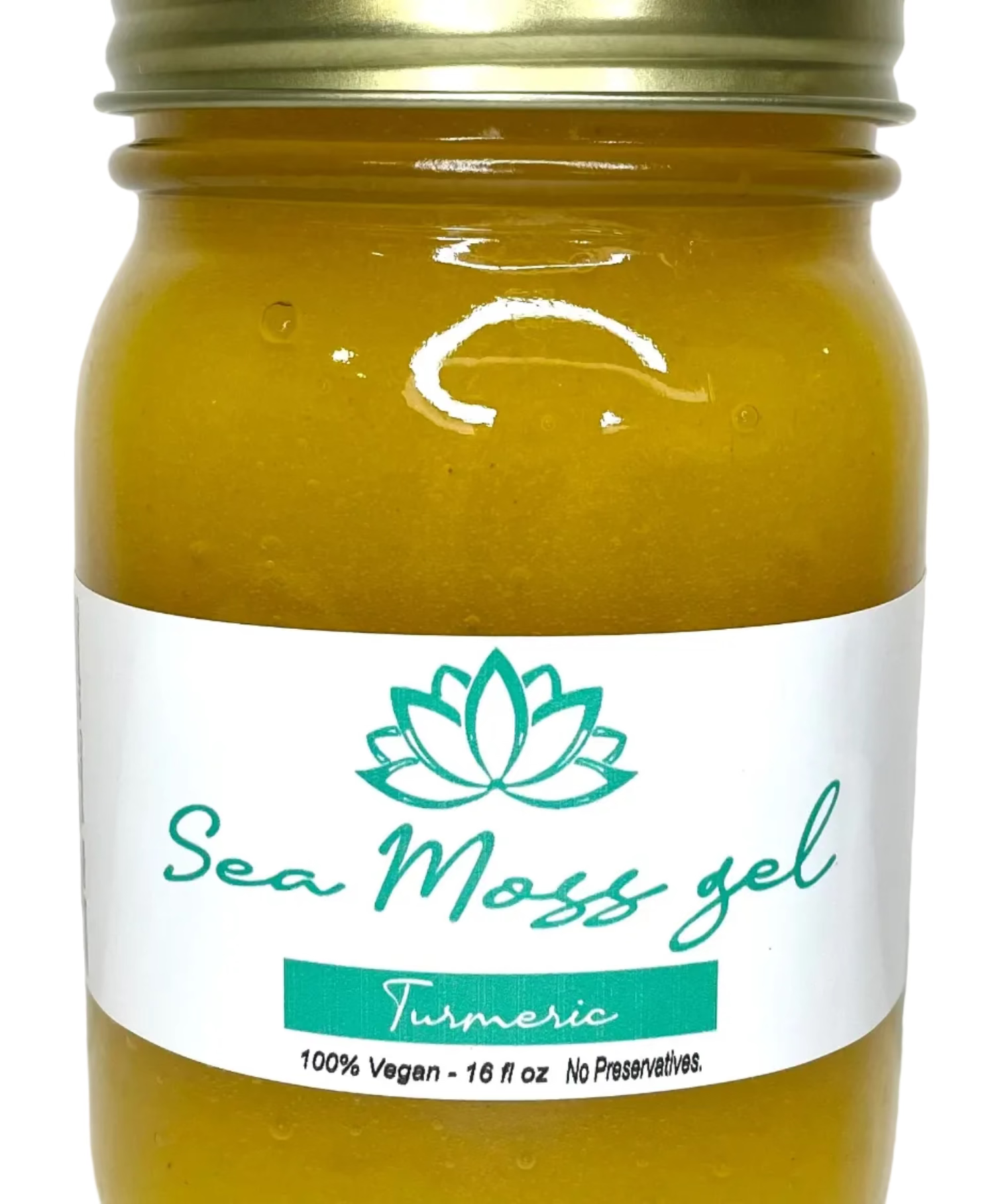 16 oz glass jar turmeric flavored seamoss.